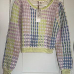 LoveShackFancy Dolana crop pullover mint jelly